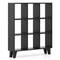 Black Engineered Wood 9-Cube Bookcase with Removable Shelves and Raised Feet